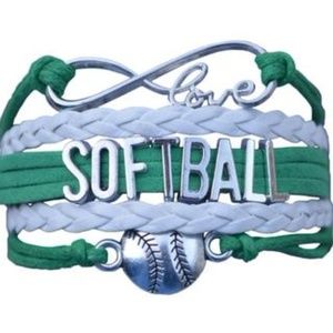 Girls Softball Bracelet - Green & White